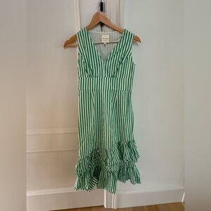 Green and White Striped Sleeveless Dress- size 4